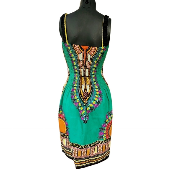 NEW Vibrant Colorful Dashiki African Dress Medium - Picture 4 of 5